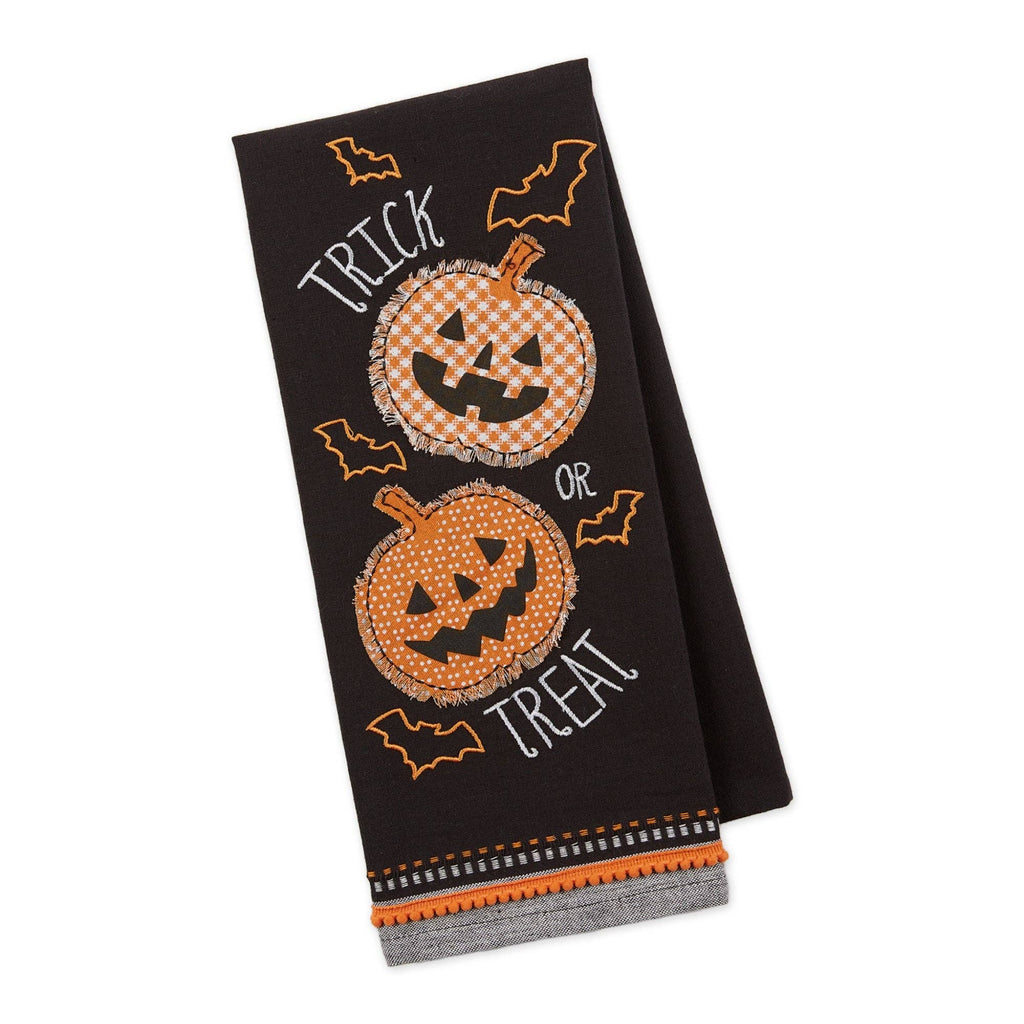 Trick Or Treat Pumpkins Embellished Tea Towel