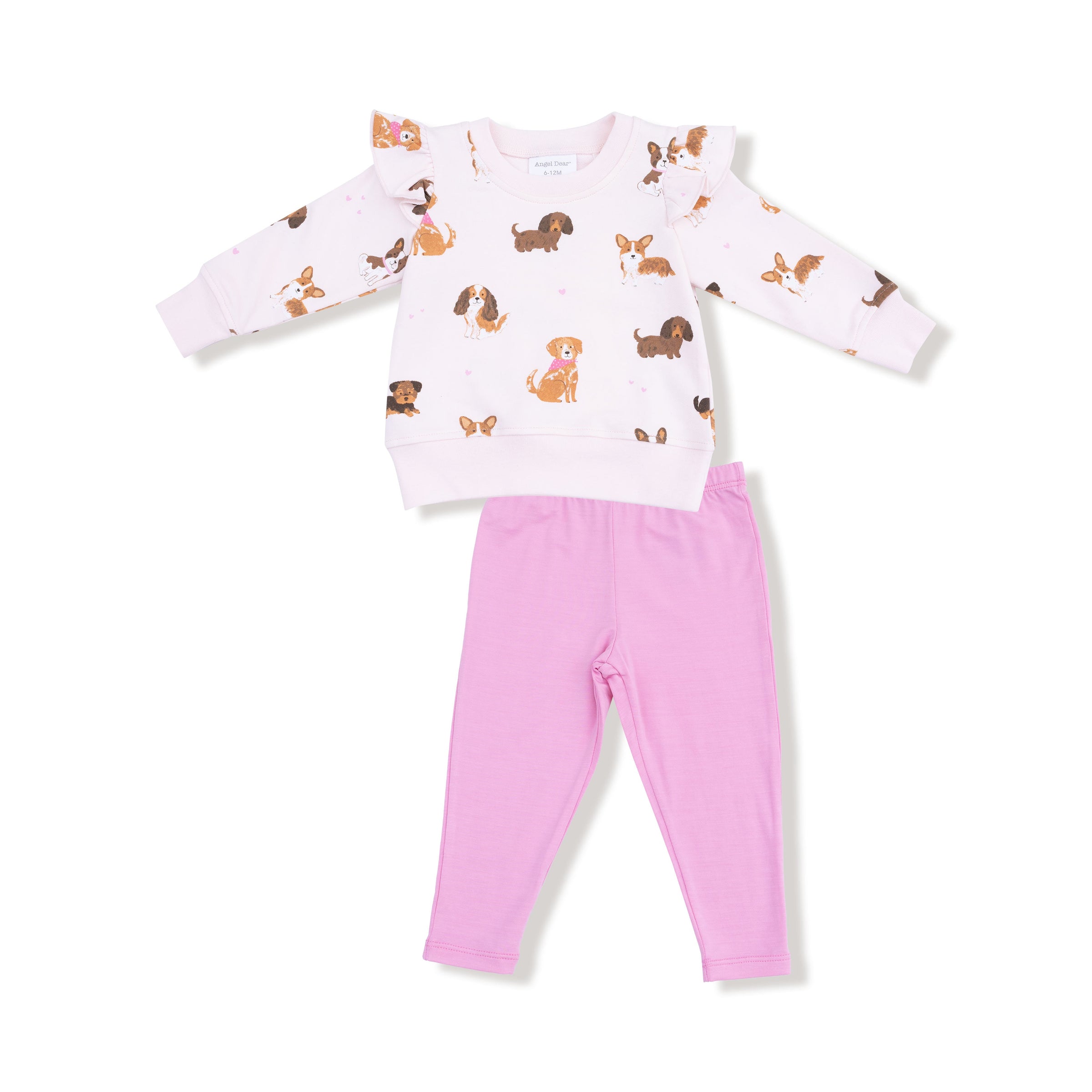 Best Friend Dogs - Pink - Ruffle Sweatshirt + Legging Set