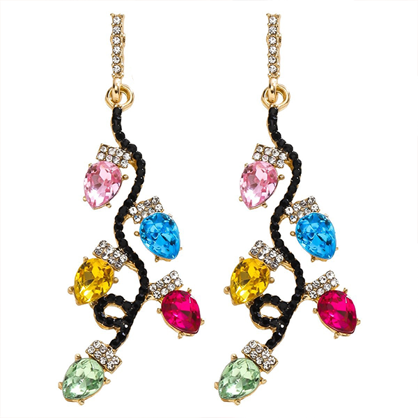 Christmas holiday lights glass stone earrings