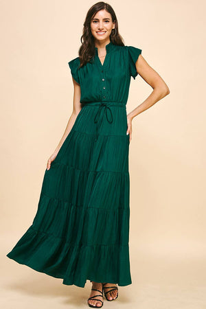 Satin Tiered Maxi Dress