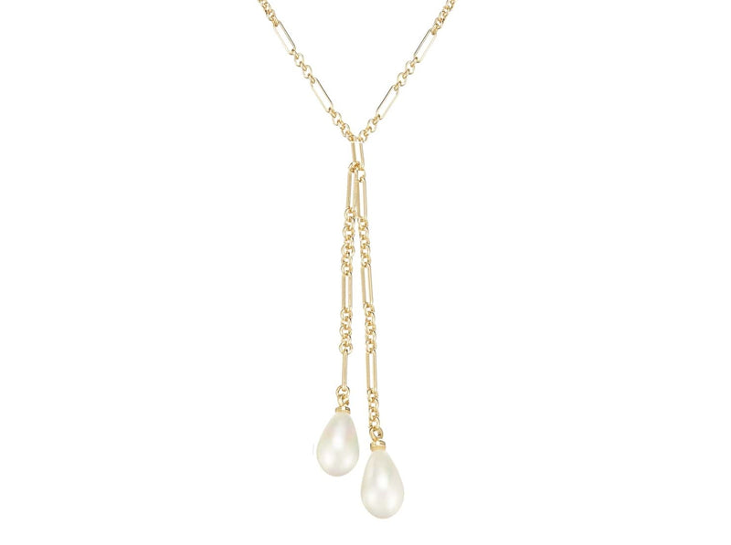 Collar Lariat de Perlas Adornado en Oro: Oro