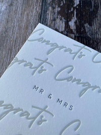 Mr & Mrs (Wedding, Congrats) Letterpress Card