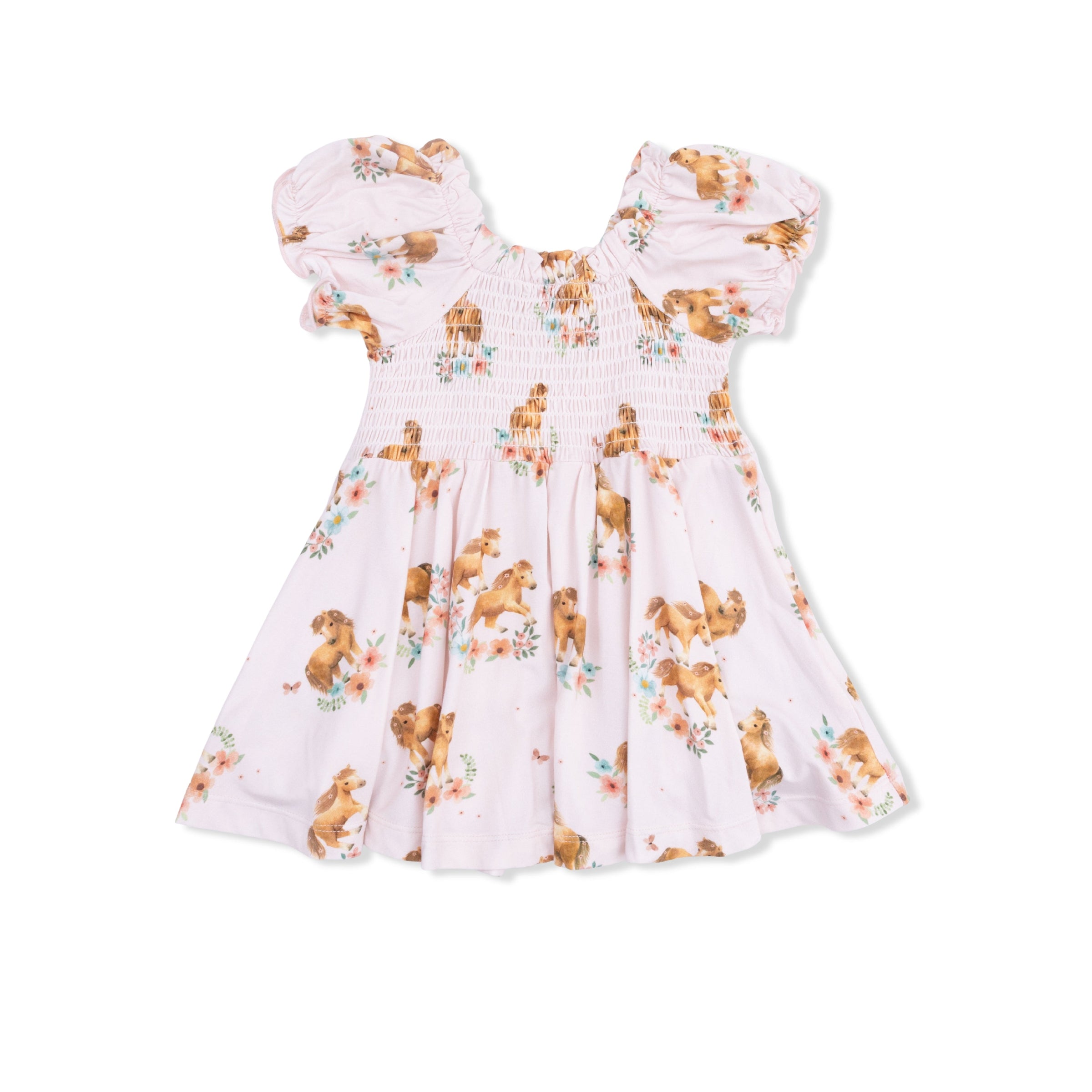 Pink Ponies - Smocked Twirly Dress and Bloomer