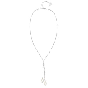 Collar Lariat de Perlas Adornadas en Plata: Plata