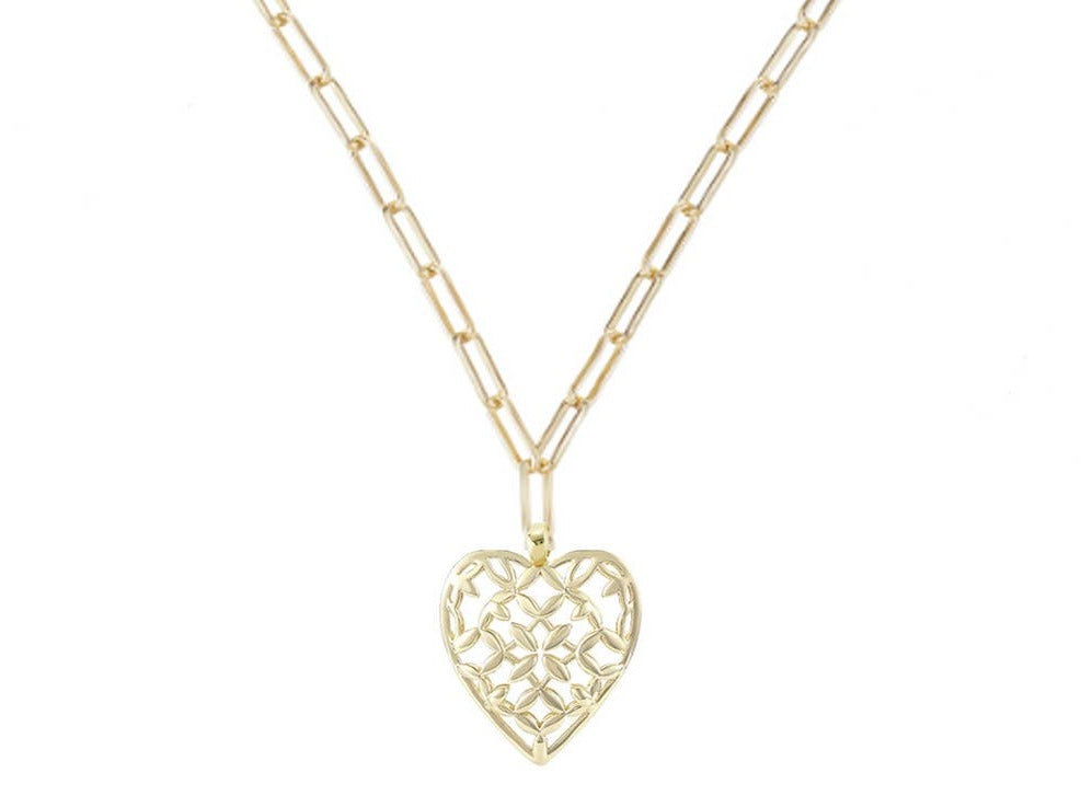 Adorned Heart Pendant Necklace in Gold