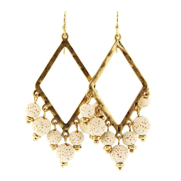 Gold Geometric Diamond Beaded Earrings
