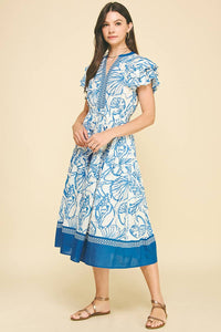 Hailey - CONTRAST SEASHELL PRINTED MIDI DRESS