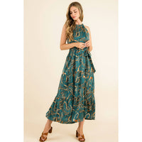 Katie - Halter Abstract Print Maxi Dress