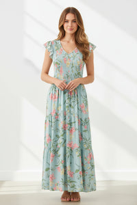 Doreen - Mint Floral Tiered Maxi Dress