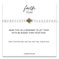Faith Over Fear Cross Bracelet, 3mm-Howlite | Christian