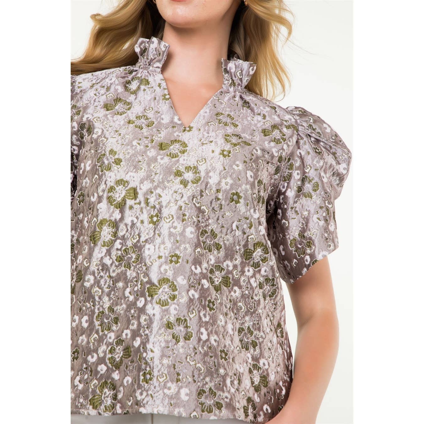 Phoebe - Ruched  Sleeve Textured Top