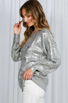 Jess - Crew Neck Cable Metallic Foil Knitted Sweater