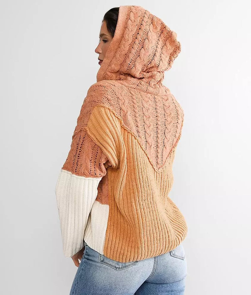 Savanna-Chenille Hooded Cardigan Sweater