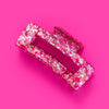 Claw Hair Clip - Pink + Silver Confetti