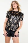 Short Sleeve Star Sequin Top