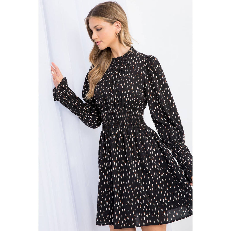 Gretchen -Smocked Waist Print Dress