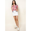 Myra-Flower Print Short Sleeve Blouse