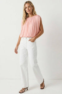 Lillian Grecian Drape Bubble Blouse