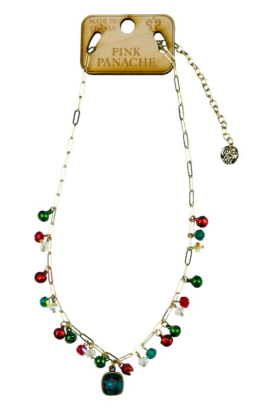 Christmas Bell Chain Link Pendant Necklace