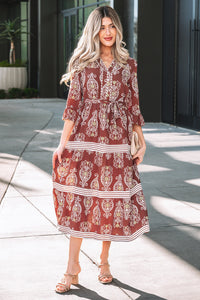 Holly - Brown Floral Tiered Maxi Dress