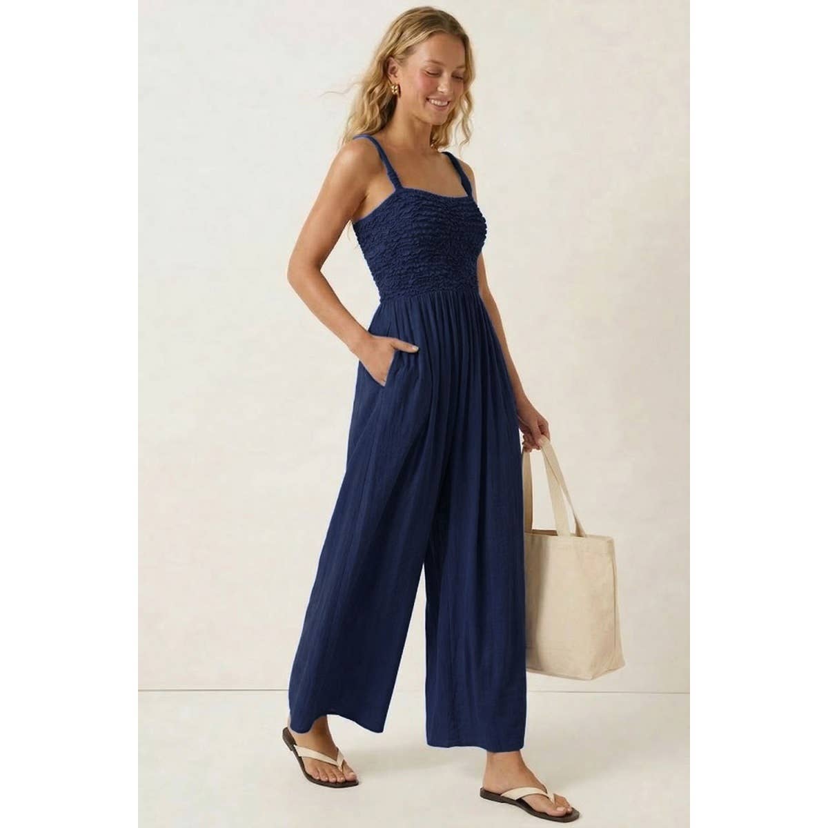 Rhett - Cord Detail Smocking Jumpsuit
