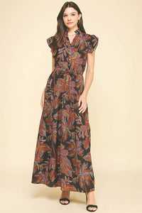 Jana - Leaf Print Tiered Maxi Dress