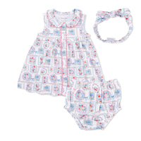 Julep's Floral Patchwork - Jill Dress with Bloomer & Knot Headband Set