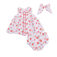 Strawberry Bliss - Jill Dress with Bloomer & Large Bow