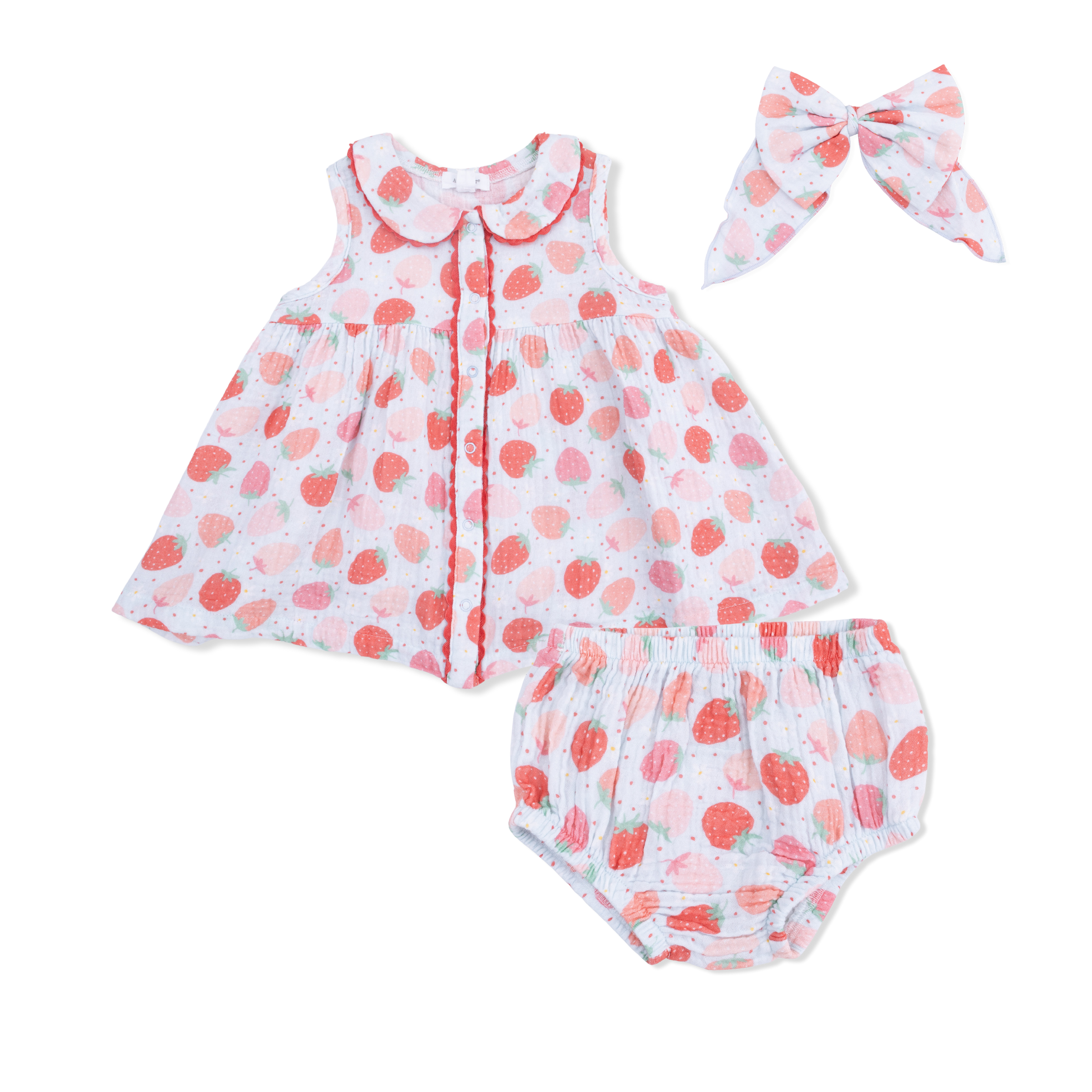 Strawberry Bliss - Jill Dress with Bloomer & Large Bow