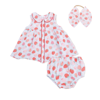 Strawberry Bliss - Jill Dress with Bloomer & Bow on Headband Set