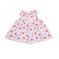 Strawberry Bliss - Jill Dress with Bloomer & Bow on Headband Set