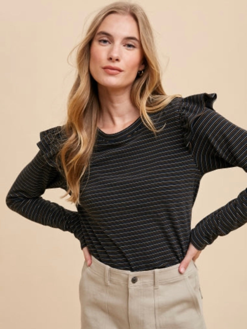 Erynn Striped Top BLACK