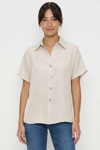 Minimalist Drop Shoulder Button Up Blouse