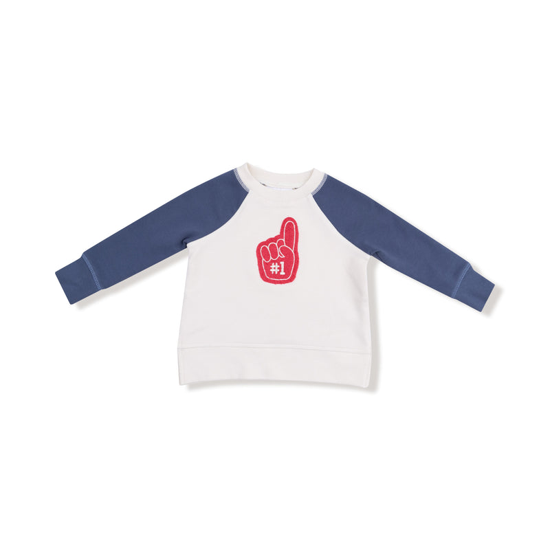 Varsity - Vintage Indigo - Raglan Sweatshirt with Red #1 Patch