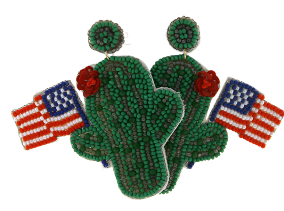 Pendiente de cactus americano con cuentas