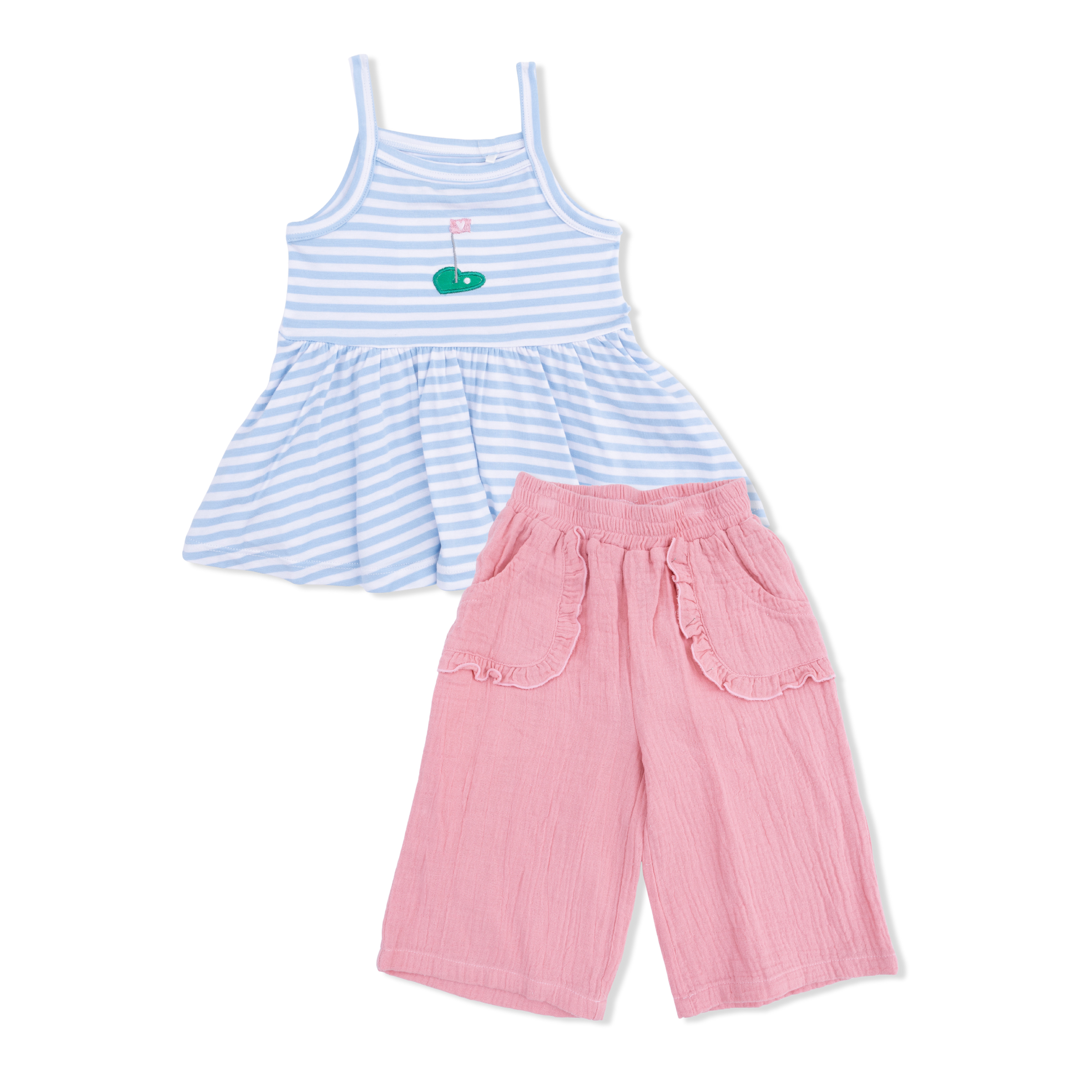 Striped Golf - Peplum Tank with Wide Leg Pant