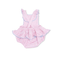 Cherry Stripe - Ric Rac Ruffle Sunsuit