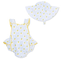 Lovely Lemons - Ric Rac Ruffle Sunsuit & Sun Hat