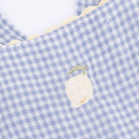 Micro Gingham Blue Blizzard - Ric Rac Ruffle Sunsuit