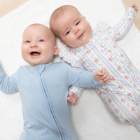 Solid Blue Fog - 2 Way Zipper Footie