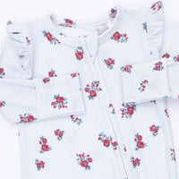 Alyssa Floral - 2 Way Ruffle Sleeve Zipper Footie