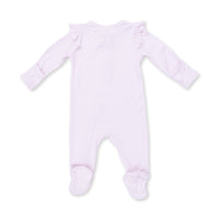Cheer Pink Micro Stripe - 2 Way Ruffle Sleeve Zipper Footie