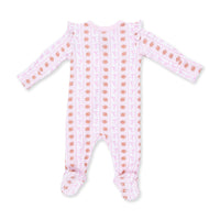 Football Bow Stripe - 2 Way Ruffle Sleeve Zipper Footie