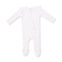 Little Horseshoes Pink - 2 Way Ruffle Sleeve Zipper Footie