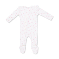 Little Horseshoes Pink - 2 Way Ruffle Sleeve Zipper Footie
