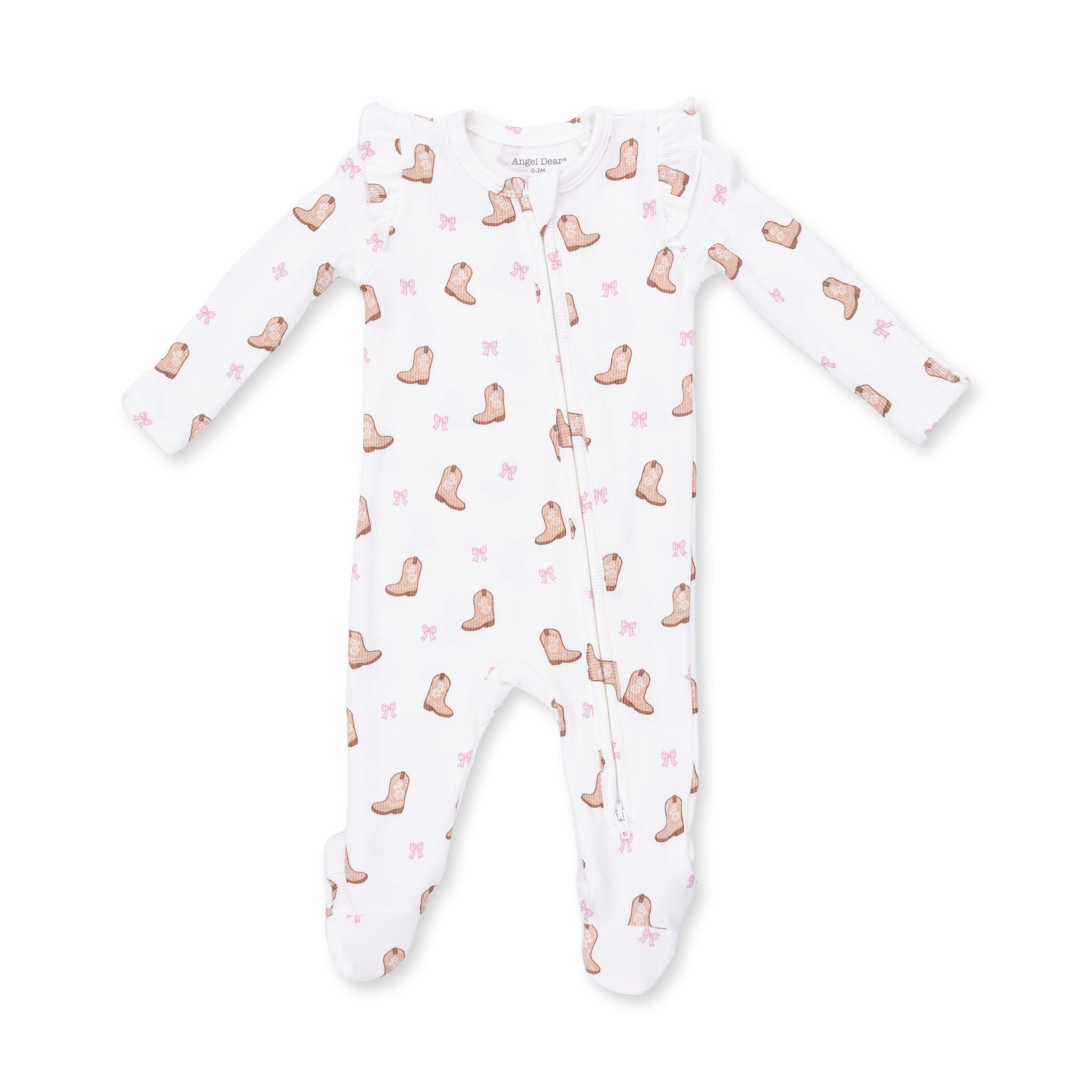 Mini Cowgirl Boots - 2 Way Ruffle Sleeve Zipper Footie