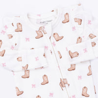 Mini Cowgirl Boots - 2 Way Ruffle Sleeve Zipper Footie