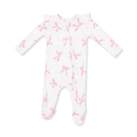 Pretty Bows - 2 Way Ruffle Sleeve Zipper Footie