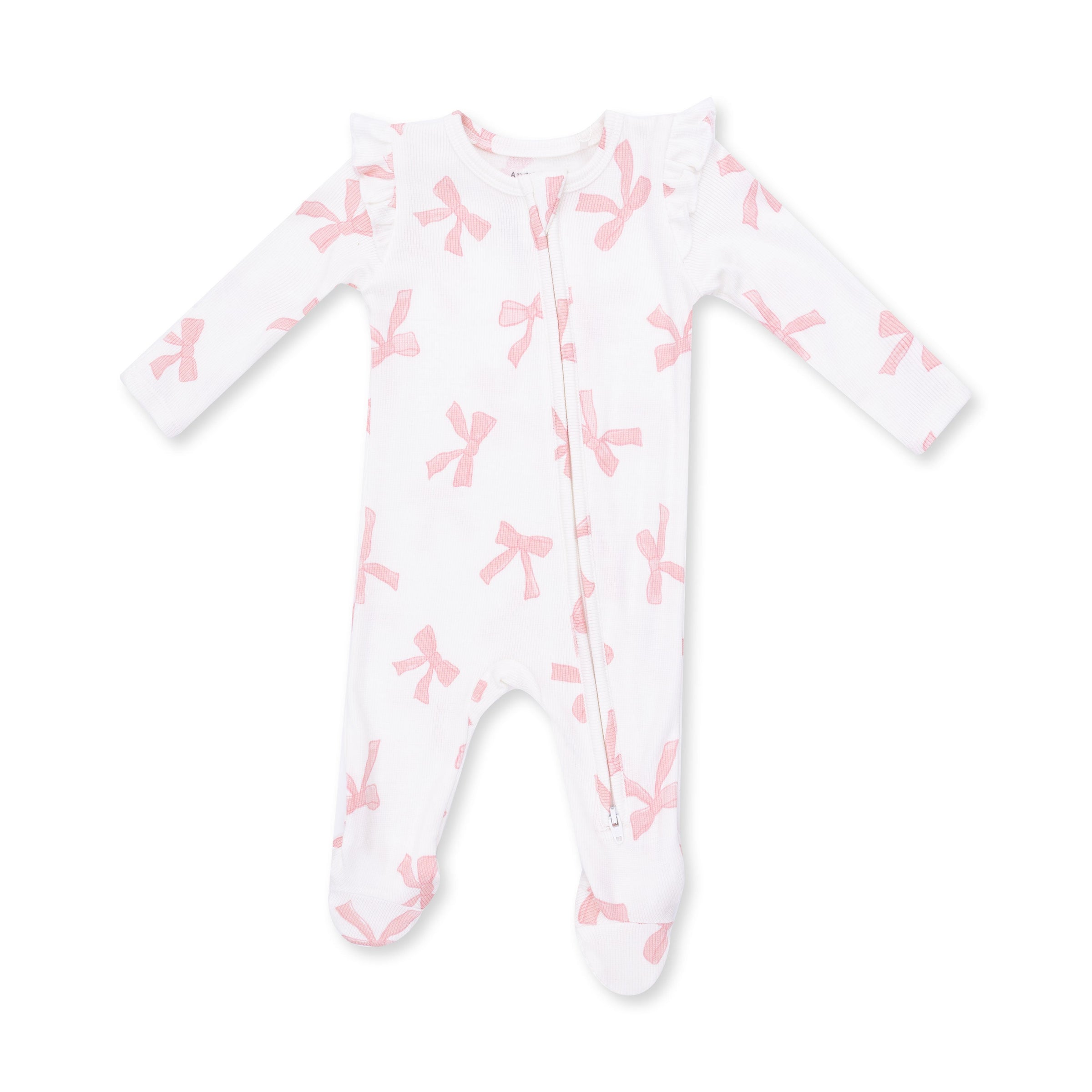 Pretty Bows - 2 Way Ruffle Sleeve Zipper Footie