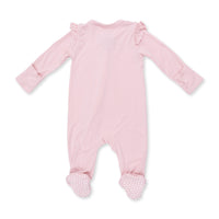 Solid Peachskin - 2 Way Ruffle Sleeve Zipper Footie
